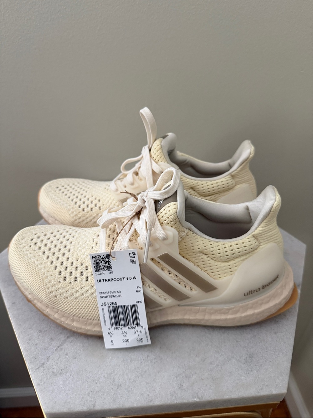 adidas Ultraboost 1.0 W Cream Knit Running Shoes